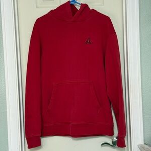 Jordan Red Men’s Medium Pullover Hoodie Black Logo Embroidery